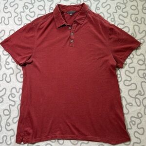 John Varvatos Red Silk Blend Polo Tee